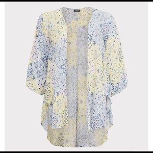 BLUE MEDALLION SHIRTTAIL KIMONO Size 1/2